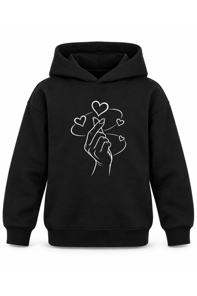 ROOSTER GOLD Black Children's Hooded Sweatshirt with Striped Print