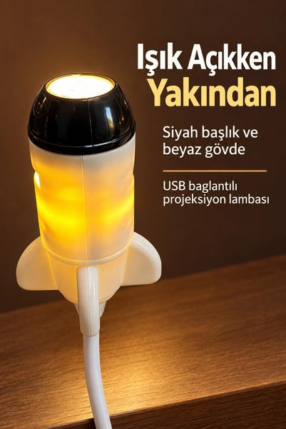 Epilons USB Projection Lamp with Changeable Pattern Card and Rocket Design