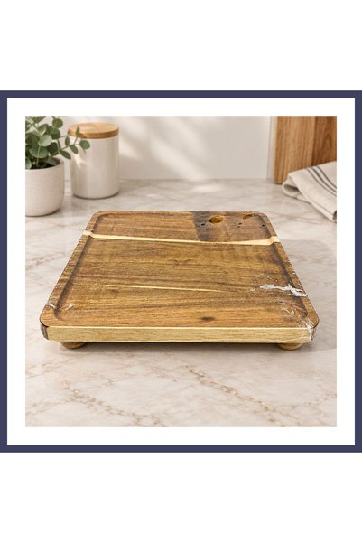 Generic Brand Akasya Checked Square-Legged Serving Tray HAN