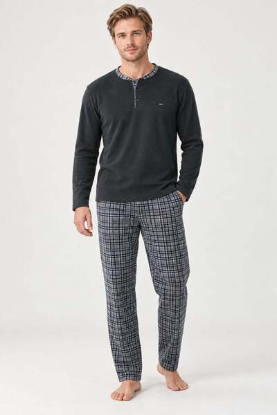 Pemilo Men's 6410-09 Microsoft Winter Pajama Set with Pockets