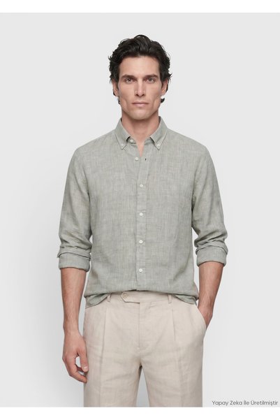 Ramsey Cămașă casual lungă, croială dreaptă, țesătură simplă, 100% in, culoar...