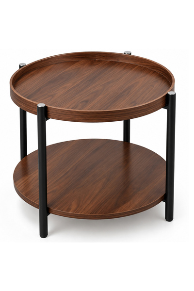 akord Măsuță de cafea RIVA, design modern și industrial, blat rotund din MDF,...