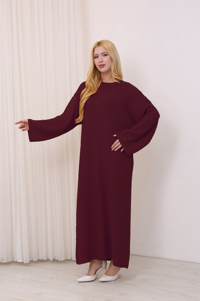 ALCHON Crew Neck, Long-Sleeved, Loose Fit, Oversized, Knitted, Textured, Ankl...