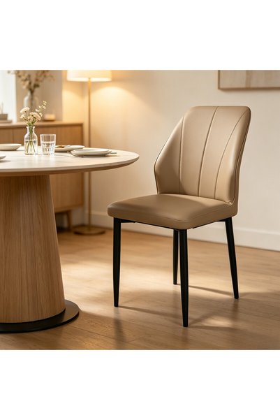 Arabest Upholstered Dining Chair with High Back, Vertical Grooved Stitching K...