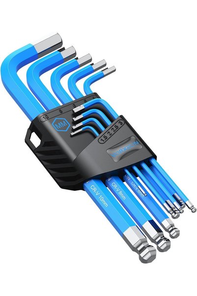 GENERAL 9PCS Allen Key Set, Metric Long Ball End Hex Key Set L-Key with Visib...