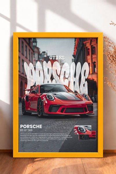 HOMEPACK Crveni nemački sportski automobil uokviren na slici sa gradskom ulic...