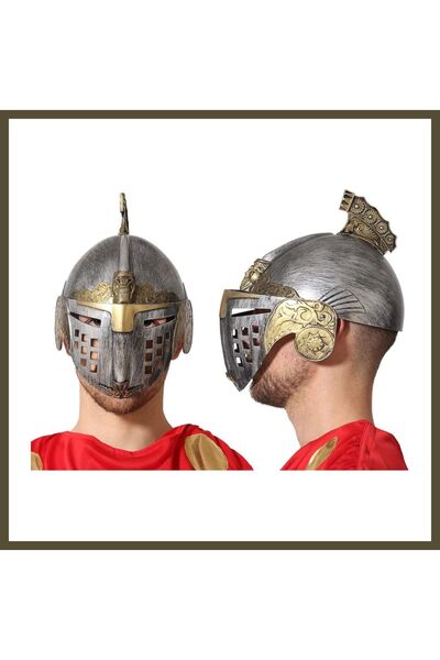 northcity n Silver-Plated Gold-Toned Roman-Byzantine Helmet with Movable Cres...