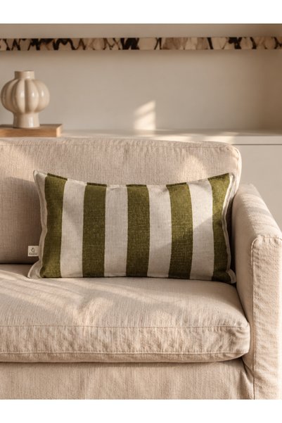 needle home textile .decoration LINE GREEN CUSHION COVER (30X50)