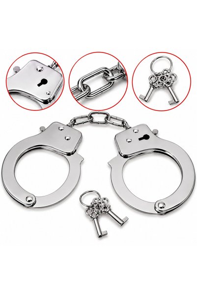 VARENTIS Cătușe metalice cu chei, accesoriu pentru costume și deghizări, desi...