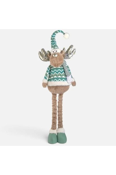 OEM Figurină decorativă de ren de Crăciun cu picioare telescopice și costum v...