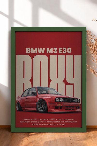 HOMEPACK Red German Sports Car with Wide Fenders—Framed Art Print, Car Poster...