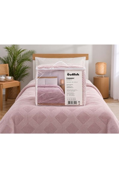 Özdilek Trendy Embos Single-Size Blanket (155x220) - Art Deco Crystal Gray (P...