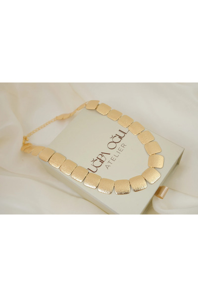 ATELİER TUĞBA KOL909 Textured Plate Design Necklace