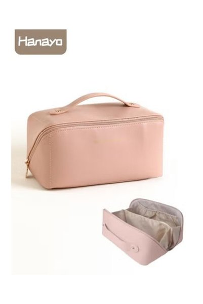 Hanayo Cosmetic Bag Travel Makeup Bag with Divider and Handle Pu Leather Wate...
