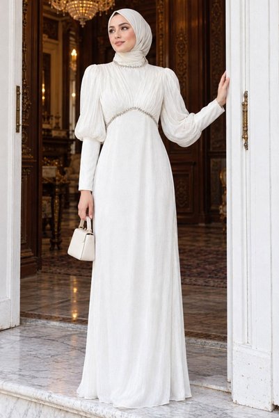 N.S NEVA STYLE Rochie de seară albă, strălucitoare, cu detalii cu dungi din p...