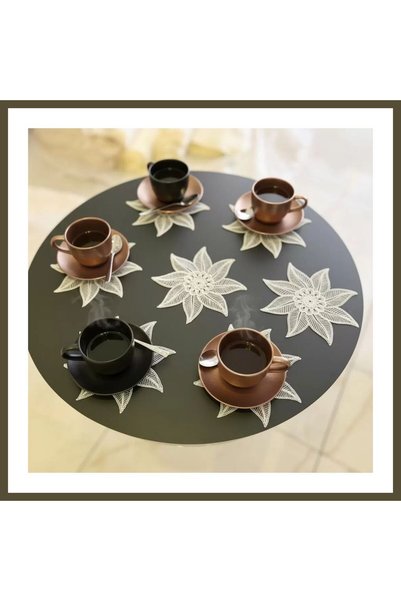 northcity n 6-Piece Lace Coffee Set, 15x15 cm, Assorted Patterns, Bridal Set BX