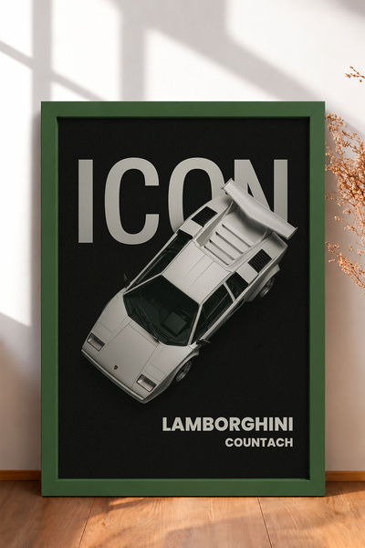 HOMEPACK Bird's-Eye View White Italian Supercar Framed Art Print Car Poster f...