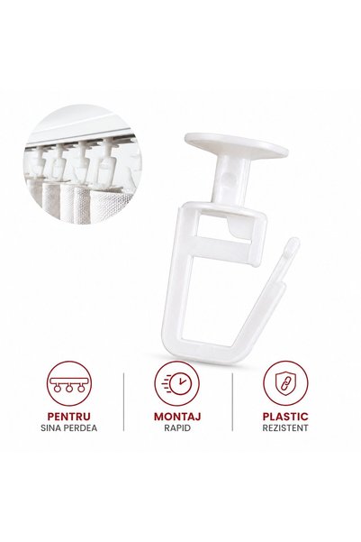 VARENTIS Cârlige pentru galerie, set de 100 buc., glisoare din plastic rezist...