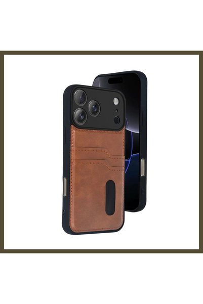 northcity n غطاء جلدي أنيق من سارا، متوافق مع هاتف iPhone 17 Pro Max - لون بني.