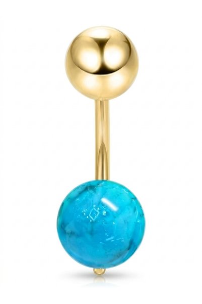 Jewelivery Belly Bar 18Kt Gold with White Swarovski Stone BBYK5