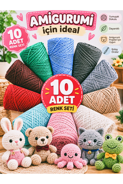 Akmonia 1 kg Pamuklu Amigurumi El Örgü İpi,makrome ipi koton ip punch ipi Runner İpi