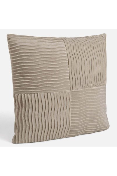 OEM Perna Decorativa de Iarna Taupe Velvet cu Dungi in Relief 45x45cm