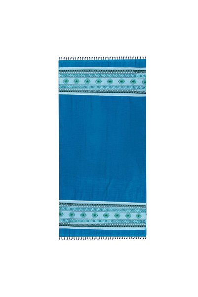 OEM Prosop Hamam din Bumbac Turcoaz cu Model Ochi Bleu & Franjuri pentru Plaj...