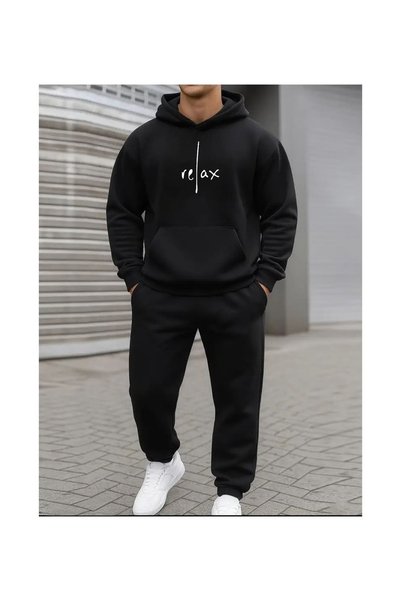 LOTS MODA Unisex μαύρο ζέρσεϊ με τύπωμα