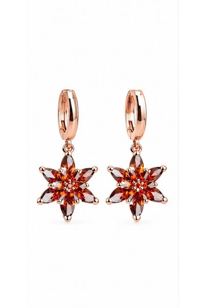 ED CAESAR 925 Ayar Gümüş Rose Garnet Taşlı Küpe