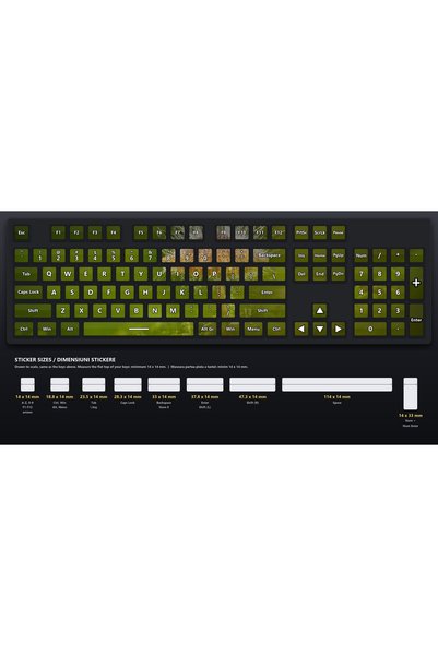 OEM Stickere Tastatura Spori de Ciuperca, Design Continuu, Set Complet A4, Fa...