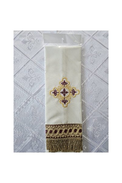 OEM Semn Evanghelic brodat auriu și vișiniu, model de cruce bizantină ornamen...