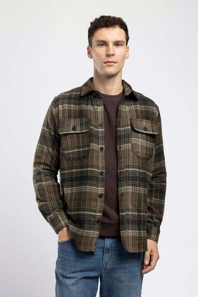 Lee Cooper Dear Erkek Regular Fit Ekose Dokuma Ceket Haki