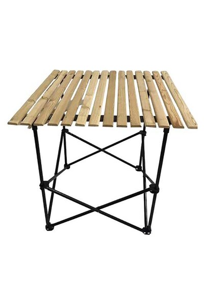 Evvon 2 Adet Evvov Katlanır Ahşap Tablalı Kamp Masası 70X70 Cm