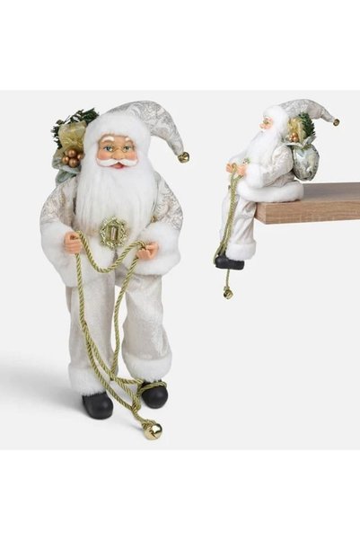 OEM Figurină decorativă suspendată de Crăciun Moș Crăciun cu costum de fildeș...
