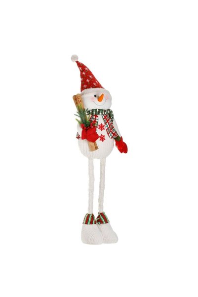 OEM Figurină decorativă de Crăciun - Om de zăpadă, alb, cu picioare extensibi...