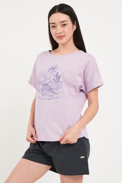 Timeout - Tricou dama de culoare uniforma cu imprimeu grafic