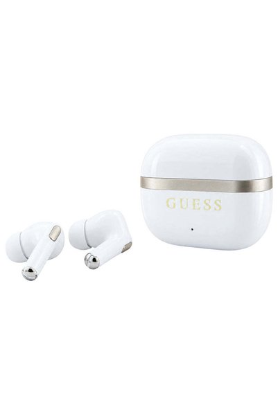 Guess True Wireless Headphones Glossy Gold Line Printed Classic Logo, Bluetoo...