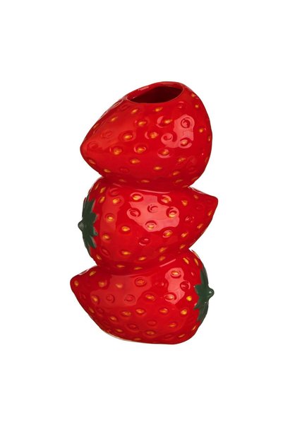 OEM Vază decorativă din ceramică cu model de 3 căpșuni 11x8x21cm