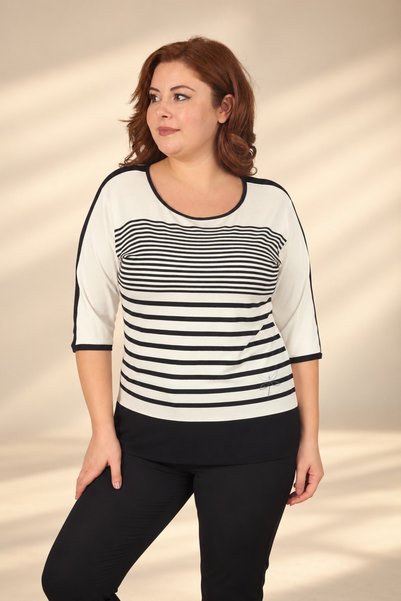 By Saygı Women's Horizontally Striped, Embellished with Stones, Butterfly-Pat...
