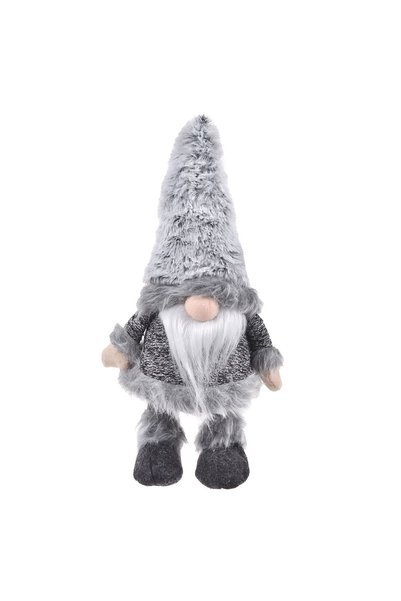 DD SHOP Figurina Decorativa de Craciun Gri cu Miscare Caciula Gri Blana 30cm
