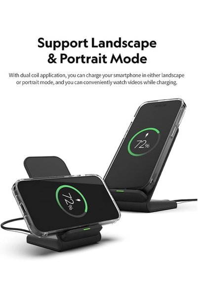 NATIONAL GEOGRAPHIC Wireless Charger Stand-Slim15W Fast Charge with Cable, Dual Coil, FOD Sensor,Qi