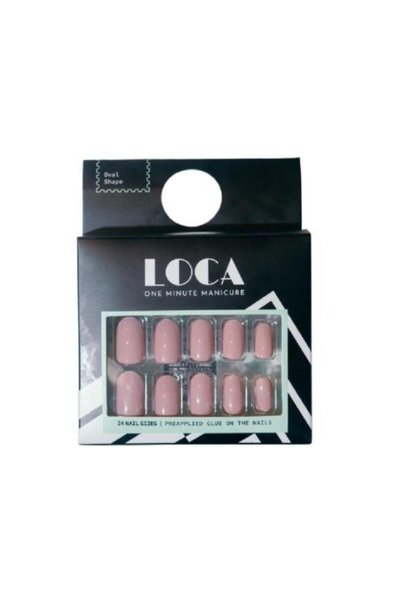 loça loca press on nails pink nude oval shape (14)
