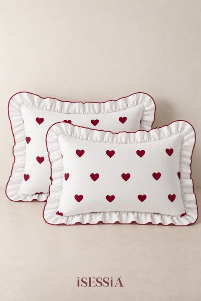 Isessia Rosabella Set of 2 Ruffled Pillowcases | 50x70 cm | Patterned, Stylis...
