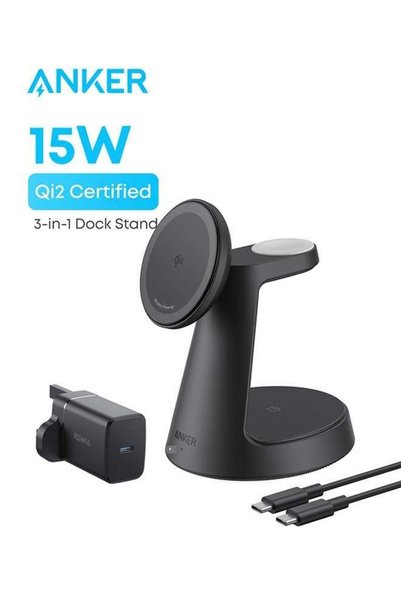 Anker MagGo Magnetic Wireless Charger (Dock Stand), 3-in-1 Qi2 Certified 15W ...
