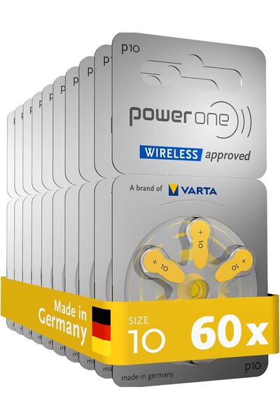 Varta 10 بطاريات (60 قطعة/عبوة) بتقنية الزنك والهواء لسماعات الأذن من شركة با...