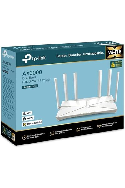 TP-LINK Archer AX56 Wi-Fi Router, AX3000 Dual Band, Wireless Internet Router