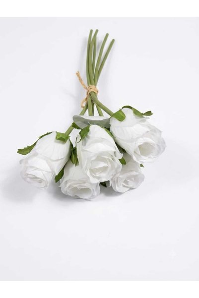 HP Artificial Silk white Rose Bunch — 5 Stems | Realistic Fake Flower Bouquet...