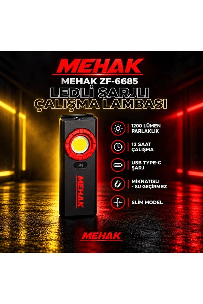 LEDLİ ŞARJLI ÇALIŞMA LAMBASI MIKNATISLI 1200 LÜMEN