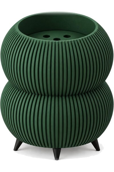 Generic Ribbed Bubble Planter with Legs, 8.8 cm Opening, Dark Green, Dark Green