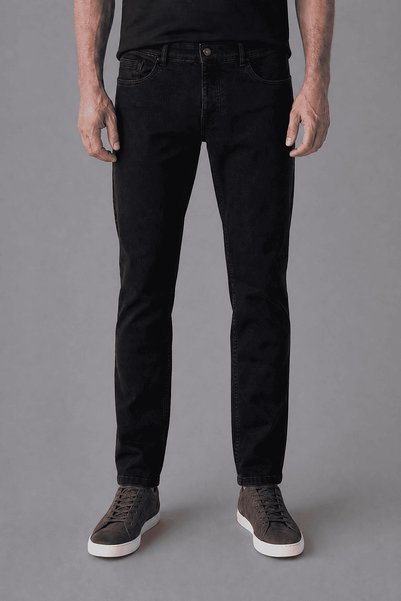 Bisse Anthracite Denim Zipper-Front Washed Jeans